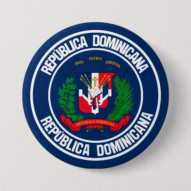 Dominican Republic Round Emblem 3 Inch Round Button (Front)