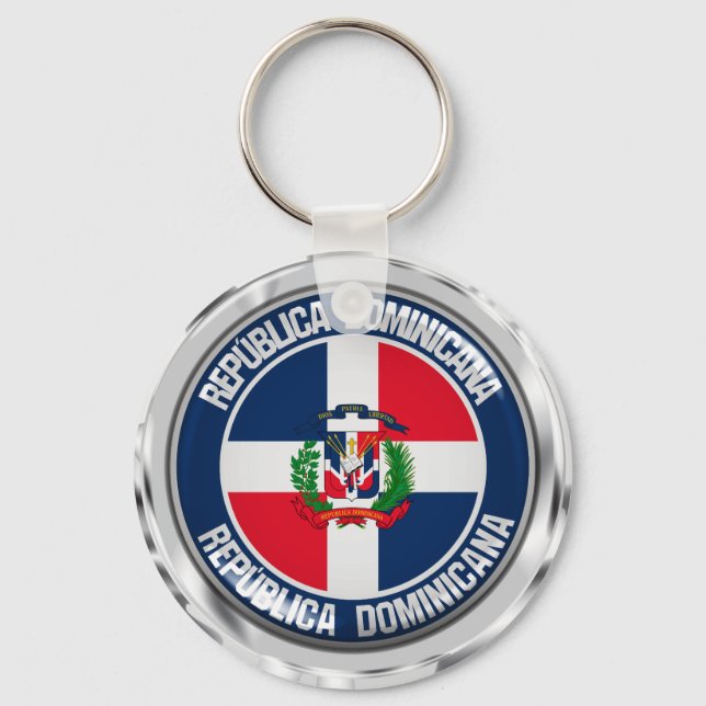 Dominican Republic Round Emblem Keychain (Front)
