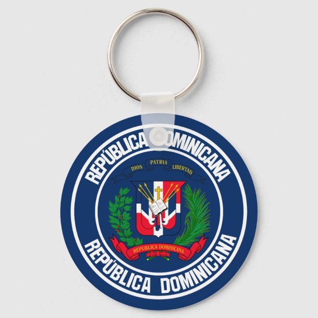 Dominican Republic Round Emblem Keychain (Front)