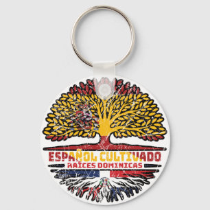 Dominican Republic Spain Spanish Tree Roots Flag Keychain
