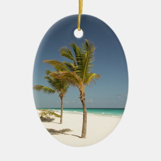 Dominican Republic Tropical Beach Ceramic Ornament (Front)