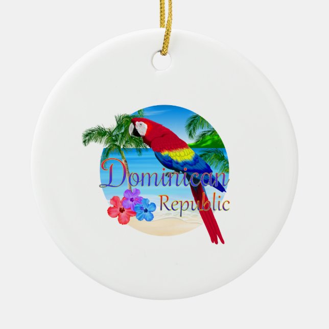 Dominican Republic Tropical Ceramic Ornament (Front)