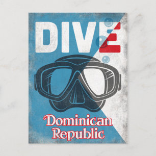 Dominican Republic Vintage Scuba Diving Mask Postcard