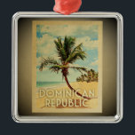 Dominican Republic Vintage Travel Ornament<br><div class="desc">A cool vintage style Dominican Republic ornament featuring a palm tree on a sandy beach with blue sky and ocean.</div>