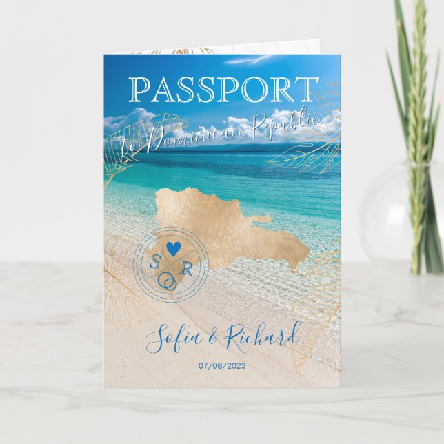 Dominican Republic Wedding Destination Passport Invitation (Front)