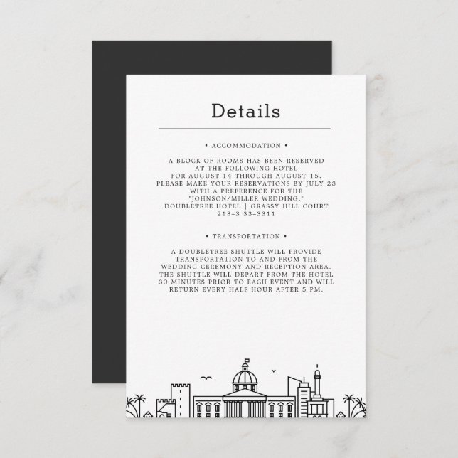 Dominican Republic Wedding | Guest Details Invitation (Front/Back)