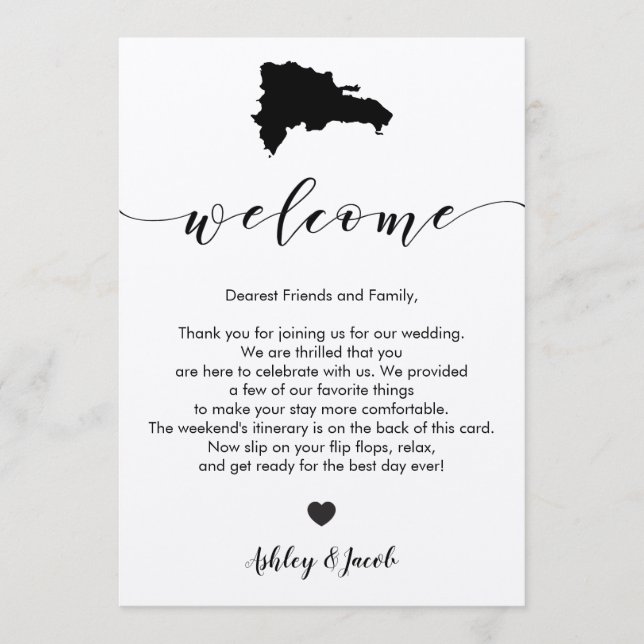 Dominican Republic Wedding Welcome Itinerary Card (Front)