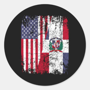 Dominican Roots Half American Flag Dominican Flag Classic Round Sticker