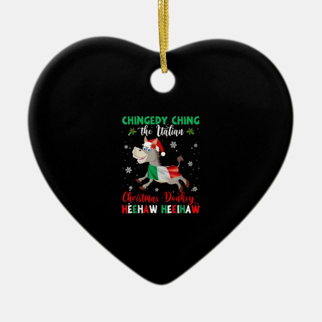 Dominick The Christmas Donkey-Italian Donkey Ceramic Ornament (Front)