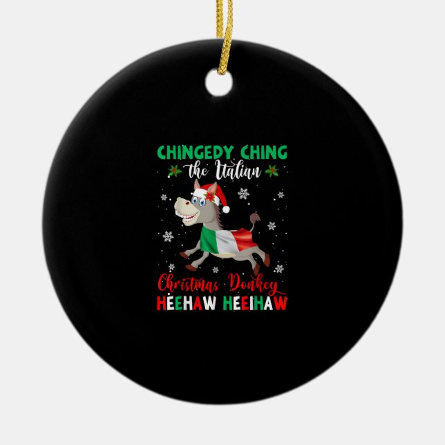 Dominick The Christmas Donkey-Italian Donkey Ceramic Ornament (Front)