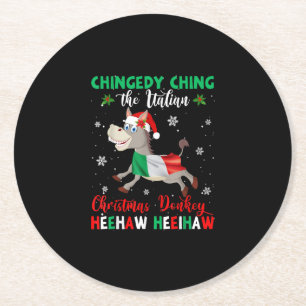 Dominick The Christmas Donkey-Italian Donkey Round Paper Coaster