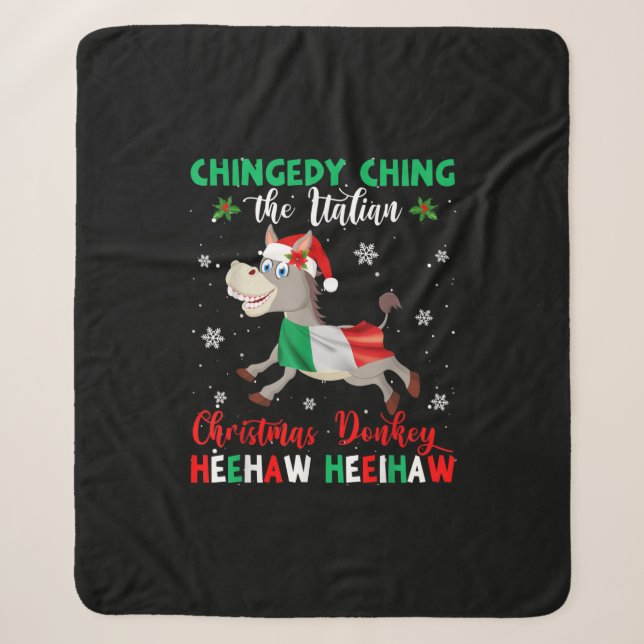 Dominick The Christmas Donkey-Italian Donkey Sherpa Blanket (Front)