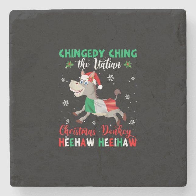 Dominick The Christmas Donkey-Italian Donkey Stone Coaster (Front)