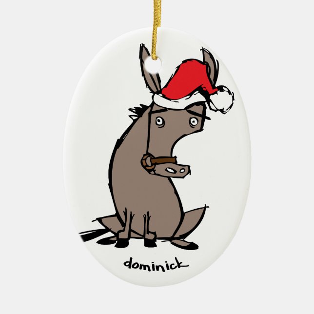 Dominick the Donkey Ceramic Ornament (Front)