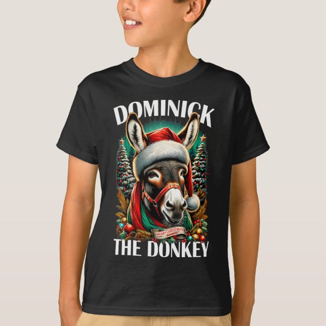 Dominick The Donkey Funny Christmas Italian Christ T-Shirt (Front)