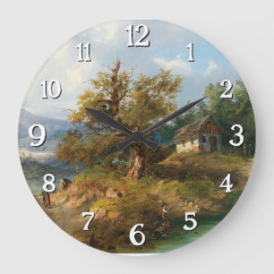 Dominik Schufried A Mountainous Landscape with...  Large Clock