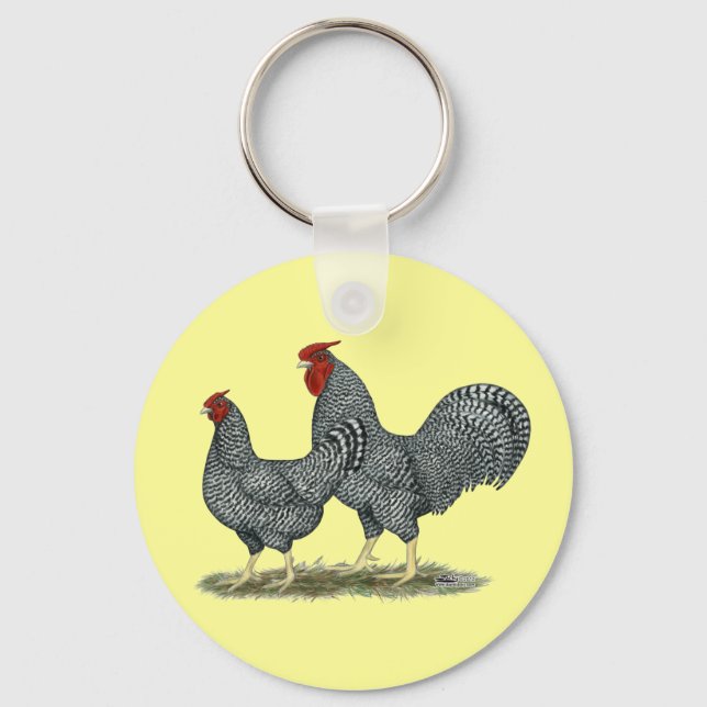 Dominique Chickens Keychain (Front)