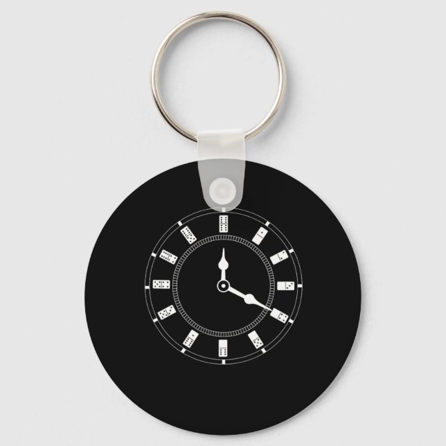 Domino Clock Dominoes Tiles Puzzler Game Gift Keychain (Front)