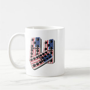 Domino Dominoes Set Game American Flag Gift 1 Coffee Mug