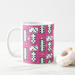 Domino Pieces Dominoes Board Game Pink Glitter Coffee Mug