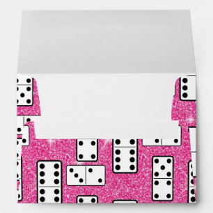 Domino Pieces Dominoes Board Game Pink Glitter Envelope