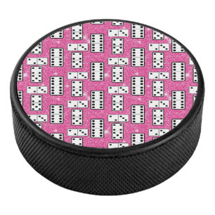 Domino Pieces Dominoes Board Game Pink Glitter Hockey Puck