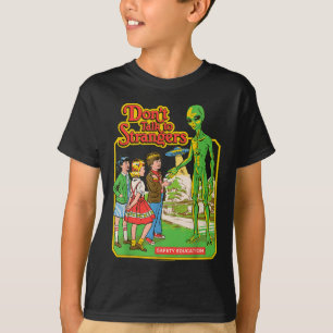 Don't Talk To Strangers Alien Ufo Retro Funny T-Shirt