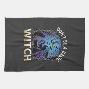 Don Be Basic Witch Halloween Cauldron Black Cats Kitchen Towel
