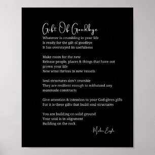 Don d'adieu laisser aller poème poster noir blanc 