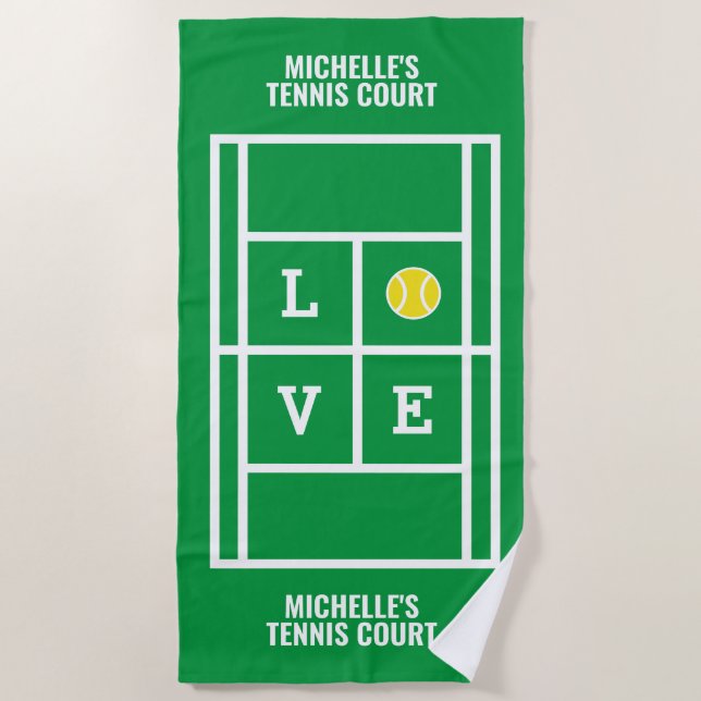 Don de serviette de plage de tennis avec nom perso (Devant)