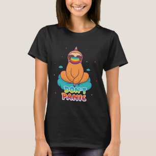 Don Panic Sloth With Mask Rainbow On The Cloud T-Shirt