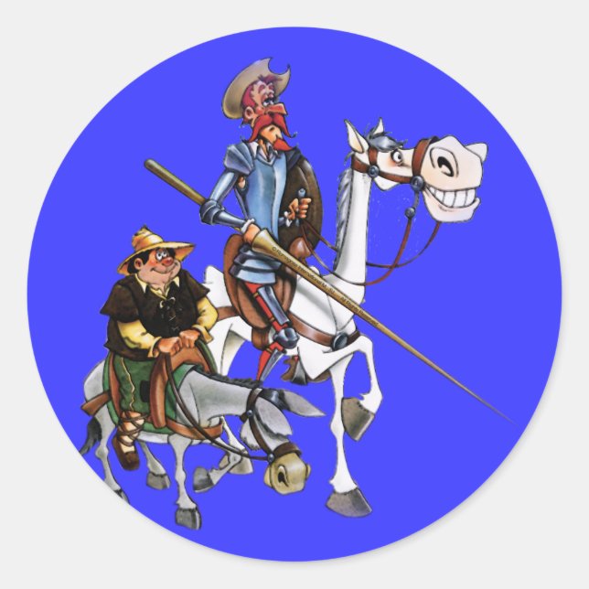DON QUIJOTE, SANCHO, ROCINANTE y RUCIO - Cervantes Classic Round Sticker (Front)