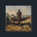 Don Quixote and Sancho 2 Inch Square Button<br><div class="desc">Don Quixote and Sancho | by Alexandre Gabriel Decamps | Art Location: Musee des Beaux-Arts,  Pau,  France | French Artist | Image Collection Number: XIR104389</div>