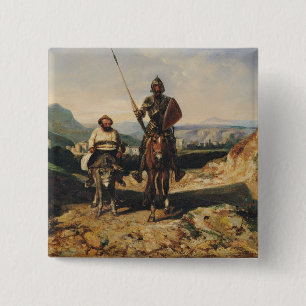 Don Quixote and Sancho 2 Inch Square Button