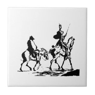 Don Quixote and Sancho Panza art Tile
