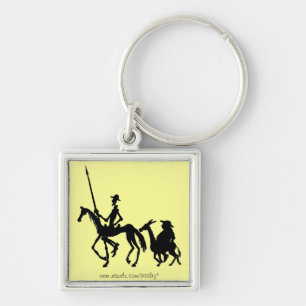 Don Quixote and Sancho Panza graphic art keychain