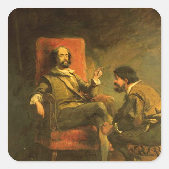 Don Quixote and Sancho Panza Square Sticker (Front)