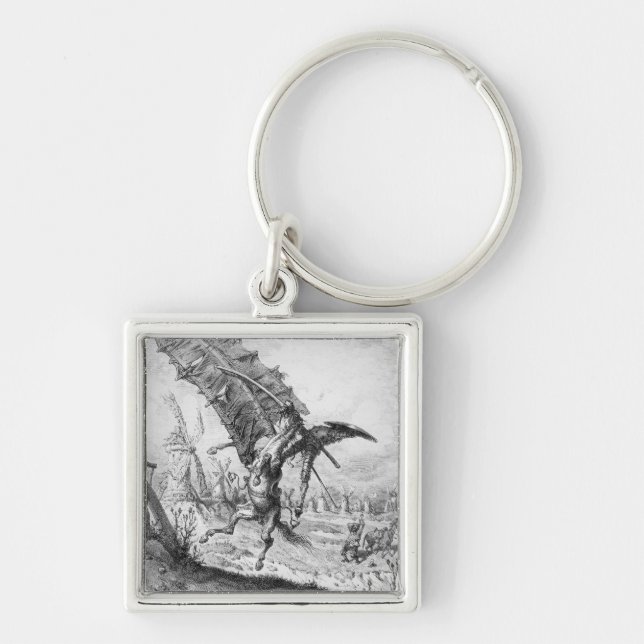 Don Quixote and the Windmills Keychain (Front)