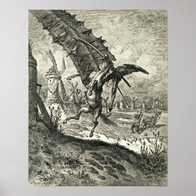 Don Quixote and the Windmills Poster (Front)