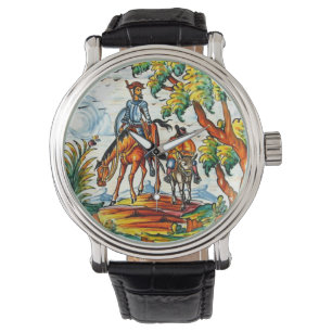 Don Quixote Cervantes Antique Vintage Majolica Art Watch