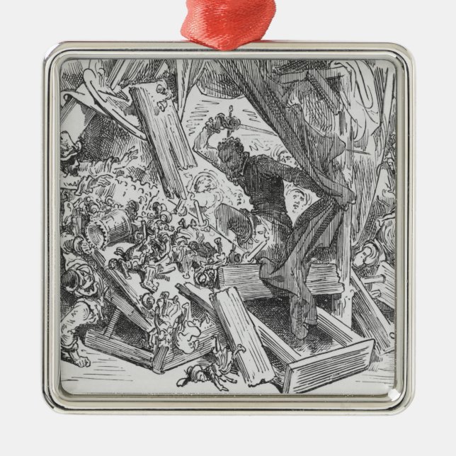 Don Quixote fighting the puppets Metal Ornament (Front)