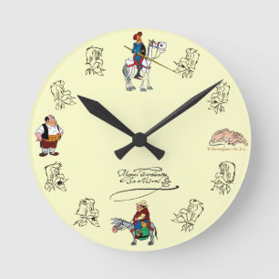 DON QUIXOTE Friends and sketches, by Cervantes Round Clock
