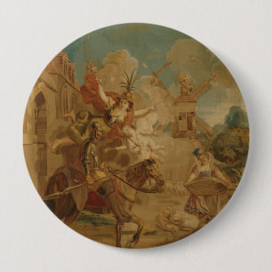 Don Quixote Guided by Folly, 18th century tapestry 4 Inch Round Button