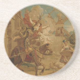 Don Quixote Guided by Folly, 18th century tapestry Coaster
