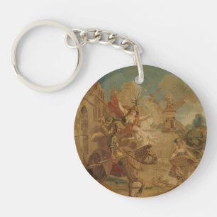 Don Quixote Guided by Folly, 18th century tapestry Keychain