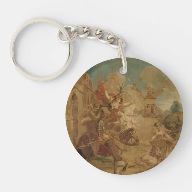 Don Quixote Guided by Folly, 18th century tapestry Keychain (Front)