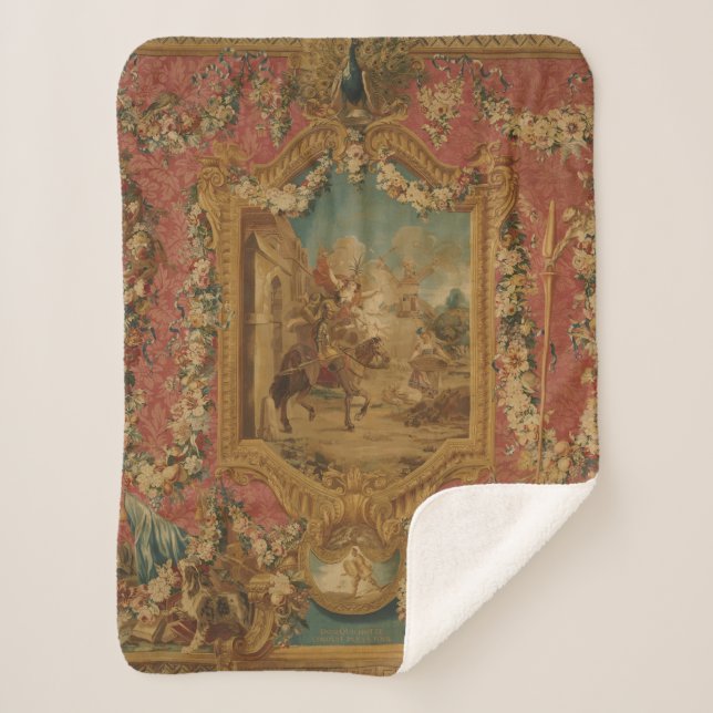 Don Quixote Guided by Folly, 18th century tapestry Sherpa Blanket (Front)