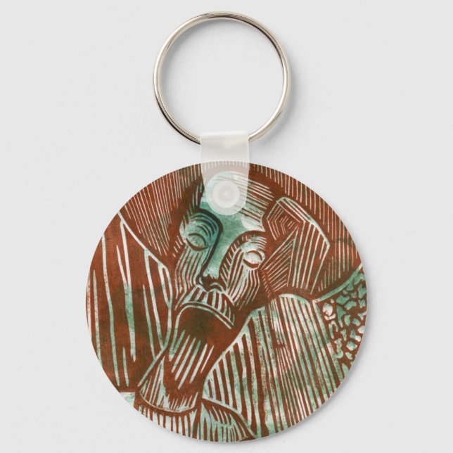 Don Quixote in Green and Brown Keychain (Front)