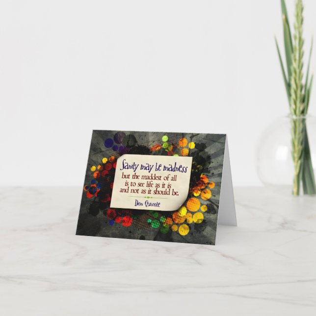 Don Quixote Inspirational Quote "Madness" Thank You Card (Front)