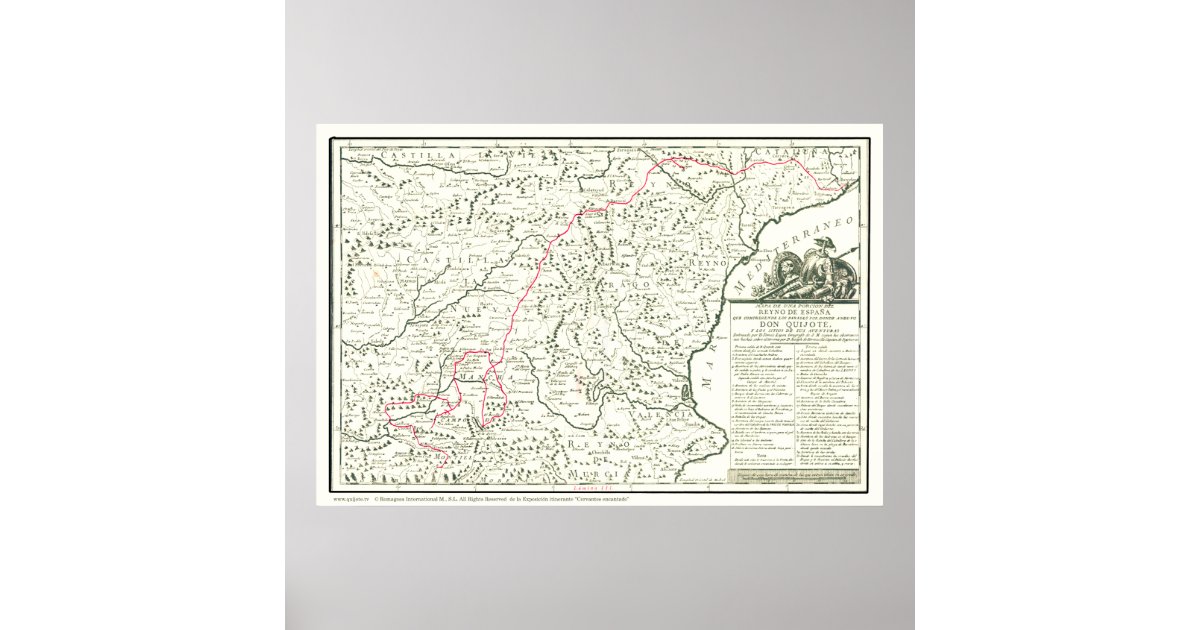 Don Quixote Route Map Mapa De La Ruta Del Quijote Poster Zazzle